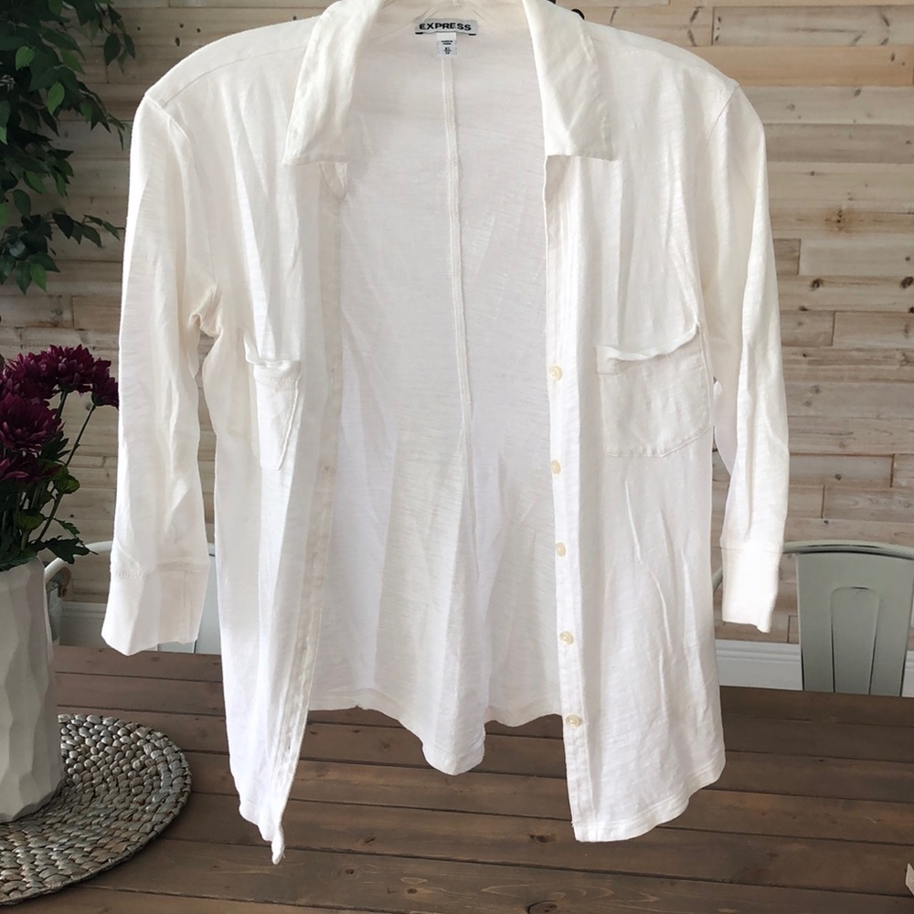 Cotton button down 3/4 sleeve top